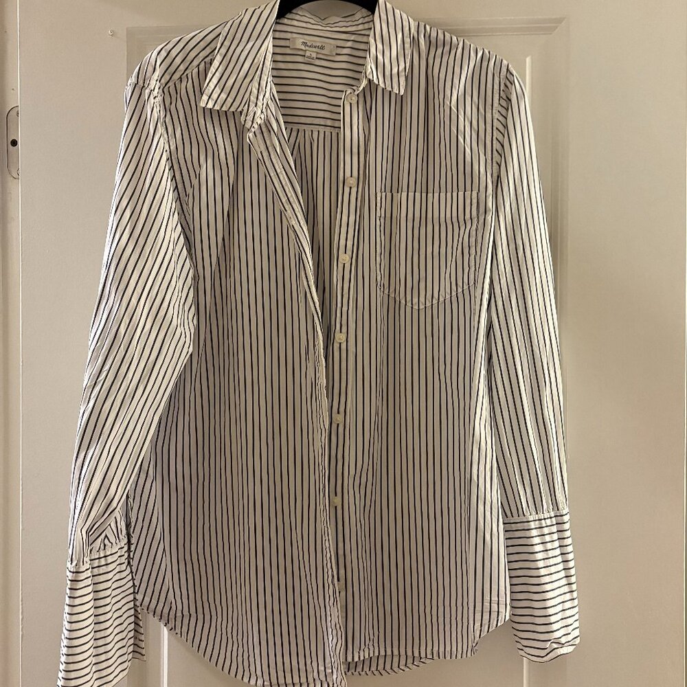 Madewell Striped Cotton Button Down Shirt Size Large